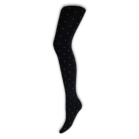 A Moi Agnes Black Dot Tights Black w. light sand dots
